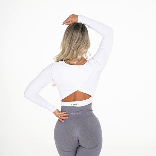NVGTN Form Long Sleeve Crop Biele | PBV-867514