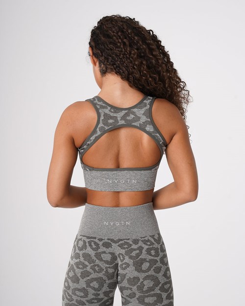 NVGTN Leopard Eclipse Seamless Bra Hnedožltý Zelene | BSM-174603